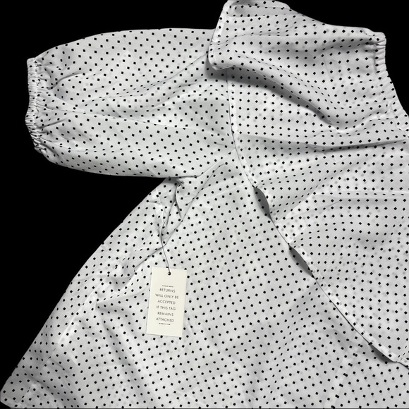 Eloquii White and Black Polka Dot One Shoulder Blouse 18 - Picture 6 of 8